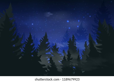 Blue dark Night sky background with full moon, clouds and stars
