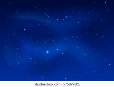 Blue dark night sky and stars. Illustration in vector format