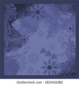 blue  and dark blue ornament with abstract pattern for scaf design