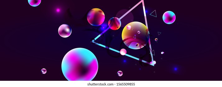Blue dark retro futuristic neon abstraction background cosmos