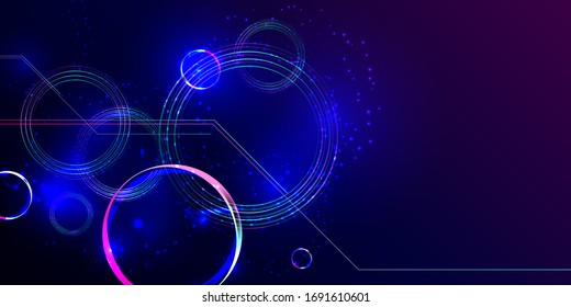 Blue dark retro futuristic neon abstraction background cosmos