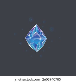 Blue Dark Rhombus Magic Gem Stone Icon Item For Games Esoteric Symbol Isolated On Black Vector Design