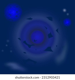 blue dark space background with planets and another space object