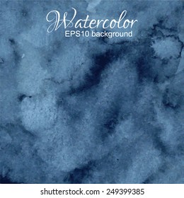 Blue dark watercolor ornamental gradient abstract vector background.
