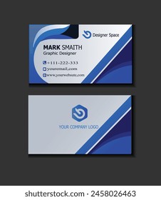 Blue, dark and white corporate Business caed. Visiting card template two sides.mordern Business card design template.