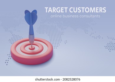 Blue dart hit on center of target, the success business target customer online marketing consultants. EPS 10 vector.