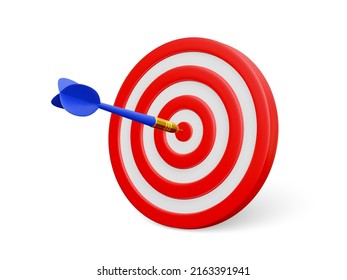 Blue dart hit on center of target. Success concept. Business strategy and targeting success. Vector illustration