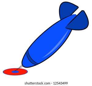 blue dart hitting red and blue bullseye - vector