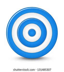 Blue darts target aim on white background