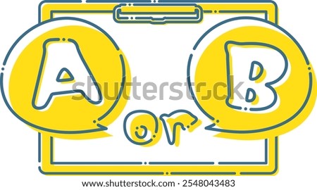 Blue dashed binder and two choices
