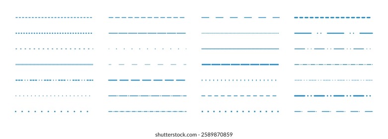 Blue dashed and dotted lines. Set of variorse dividers 