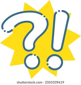 Blue dashed hatena mark and exclamation mark