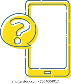 Blue dashed question mark and smartphone