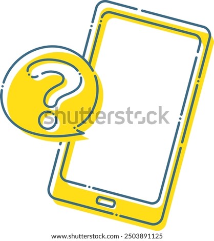 Blue dashed question mark and smartphone