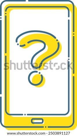 Blue dashed question mark and smartphone