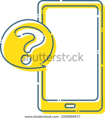 Blue dashed question mark and smartphone