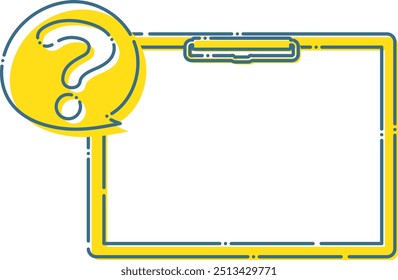 Blue dashed simple question mark speech bubble and binder frame