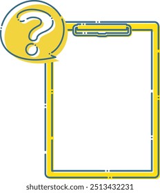Blue dashed simple question mark speech bubble and binder frame