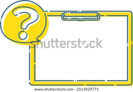 Blue dashed simple question mark speech bubble and binder frame