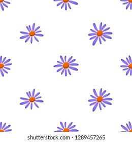 Blue dasies. Seamless flowers pattern isolated on white background