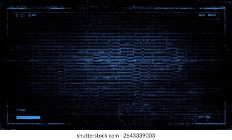 Blue data processing screen with a glitch effect. Abstract hud background, perfect for technology and futuristic concepts.