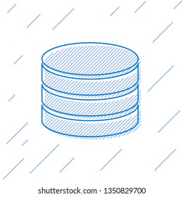 Blue Database line icon isolated on white background. Network databases, disc with progress bar. Backup concept. Vector Illustration