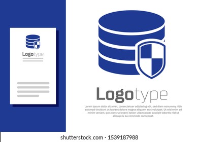 Blue Database protection icon isolated on white background. Secure database icon. Logo design template element. Vector Illustration