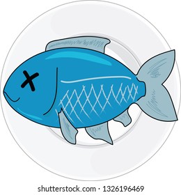 Blue Dead Fish on White Plate