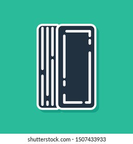 Blue Deck of playing cards icon isolated on green background. Casino gambling.  Vector Illustration