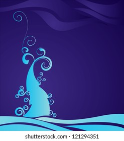 blue decor vector christmas tree on dark blue hight background vector