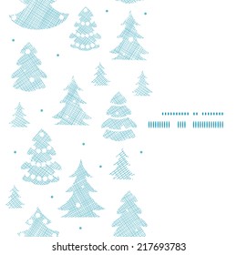 Blue decorated Christmas trees silhouettes textile vertical frame seamless pattern background