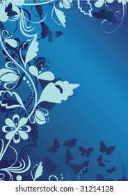 blue decorative background with butterfly