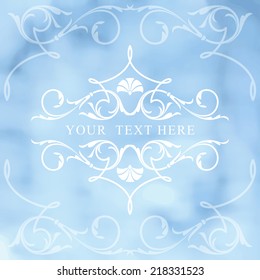 Blue decorative background with floral ornament