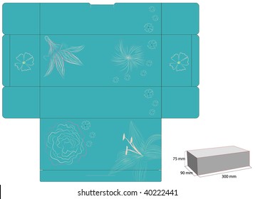 Blue decorative box with exotic flowers