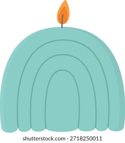 Vela decorativa azul en forma de arco aislado en blanco. Ilustración del objeto para la relajación y acogedor
