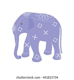 Blue decorative ceramic elephant. souvenir. flat. vector illustration.