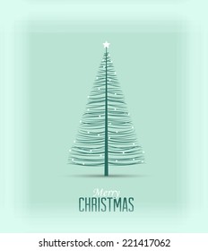 Blue decorative christmas tree, vector Christmas card