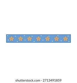 Blue decorative craft tape featuring a repeating pattern of gingerbread like stars and white dots, creating a festive christmas border for holiday, winter, and celebration projects
