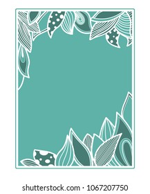 blue decorative frame with foliage