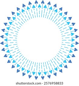 Blue decorative frame with hearts. Vector illustration.