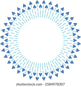 Blue decorative frame with hearts. Vector illustration.