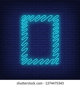 Blue decorative frame neon sign. Decoration, border design. Night bright neon sign, colorful billboard, light banner. Vector illustration in neon style.