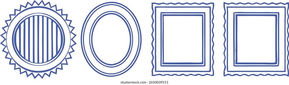 Blue decorative frames and seals illustration design