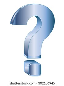 Blue decorative interrogative sign on white background