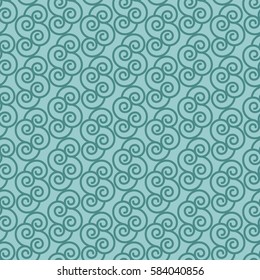 Blue decorative pattern with linear swirls. Vector illustration