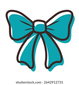 Blue decorative ribbon bow. Vector illustration