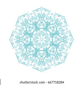 Blue decorative rosette on white background