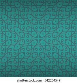 Blue decorative seamless pattern in carpet style. Contemporary motif. Vector background.