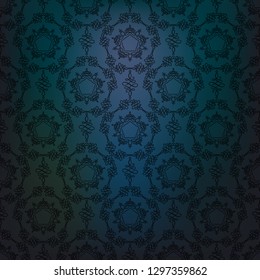 Blue decorative seamless pattern. Dark gothic style