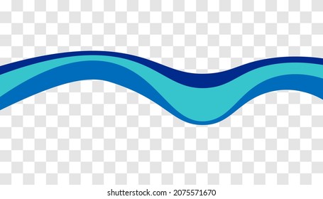 Blue decorative wave isolated on transparent background. Wavy design element. Vector art